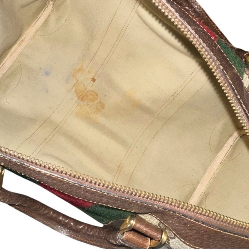 💯Vintage Gucci GG Monogram Web Stripe Boston Satchel | Made in Italy | Authentic - Picture 10 of 11